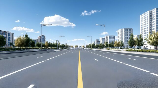 Empty City Street on a Sunny Day