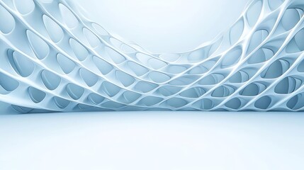 White Abstract Architectural Structure in Empty Room