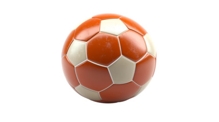 Orange Soccer Ball Classic 3D Design, High-Resolution Render for Sports Themes, isolated on transparent background.