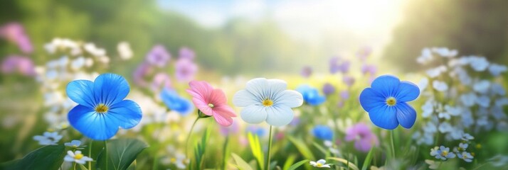 Beautiful colorful wild flowers in Spring.