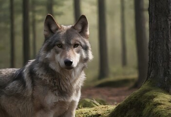 Naklejka premium Majestic Wolf in the Wild