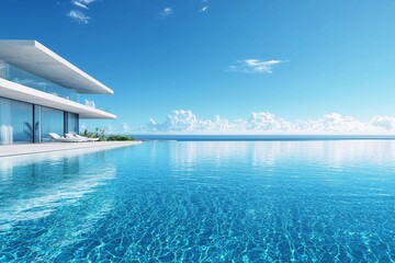 Fototapeta premium Sparkling clean pool with crystal-clear water reflection