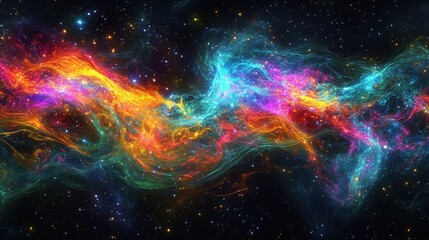 Fototapeta premium Vibrant Nebula Swirls Across Starry Cosmic Expanse