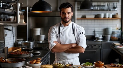 Portrait of a passionate chef in an elegant kitchen