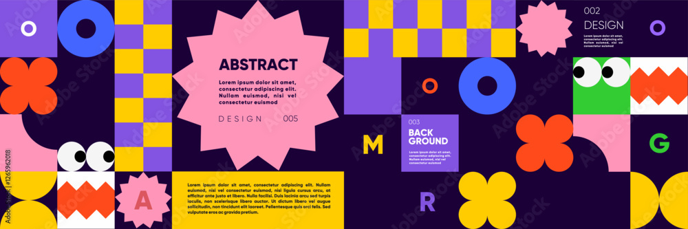 Poster a bold abstract pattern with geometric shapes and vivid colors in a minimalist style. a modern vecto