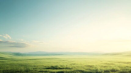 Obraz premium Serene Green Field Under a Tranquil Sky
