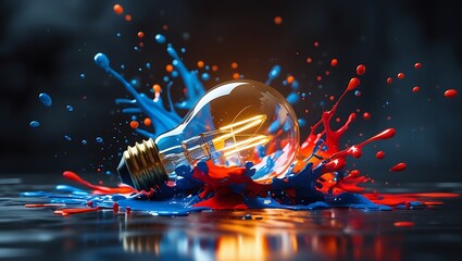 Futuristic Sphere with Neon Light Trails