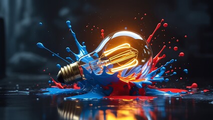 Glowing Futuristic Sphere with Energy Burst