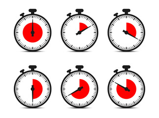 Naklejka premium Set of timer, Stopwatch icons isolated