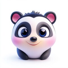 Naklejka premium Cute cartoon panda character with big eyes and a friendly smile sitting against a plain white background