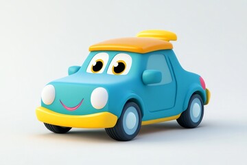 cute and funny cartoon style car character with big eyes, generative AI