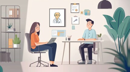 Female Psychologist Working with Adult Man with Autism