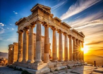 Fototapeta premium Minimalist Athens Acropolis Colonnade: Ancient Greek Architecture Stock Photo