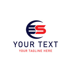 Modern ES Letter Logo with Bold Typography