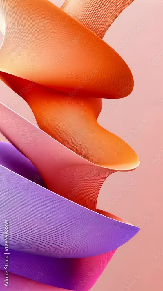 Poster colorful abstract layers of paper create a dynamic composition in a soft pastel background