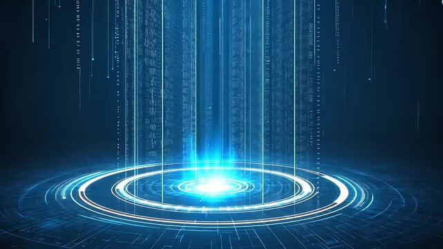 Futuristic Digital Background with Light Rays and Data Streams