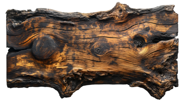 Rustic Wood Texture Dark Brown Aged Plank, Natural Grain for Background Designs, isolated on transparent background.