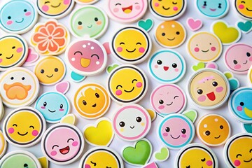 Naklejka premium Minimalist Cute Emoji Sticker Pack: Simple Line Art Emojis for Social Media