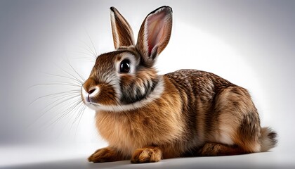Obraz premium High-resolution Brown Rabbit isolated on White background, Easter Bunny for creative design projects and animal-themed illustrations featuring a detailed and adorable bunny character