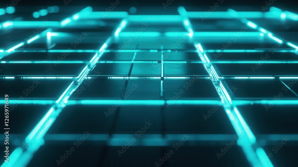 Poster clean blue tech background with glowing circuits and holographic elements for modern digital project