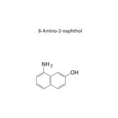 8-Amino-2-naphthol skeletal structure.Naphthol derivative compound schematic illustration. Simple diagram, chemical formula.