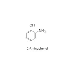 2-Aminophenol skeletal structure.Aminophenol derivative compound schematic illustration. Simple diagram, chemical formula.