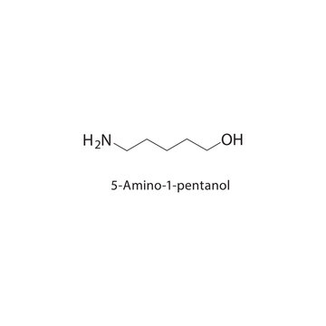 5-Amino-1-pentanol skeletal structure.Amino alcohol compound schematic illustration. Simple diagram, chemical formula.