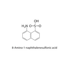 8-Amino-1-naphthalenesulfonic acid skeletal structure.Naphthalenesulfonic acid derivative compound schematic illustration. Simple diagram, chemical formula.