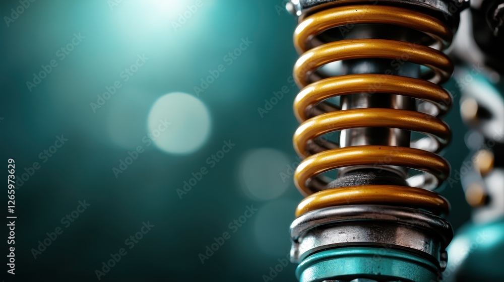 Poster this close-up view highlights a unique metallic suspension spring, demonstrating intricate design an