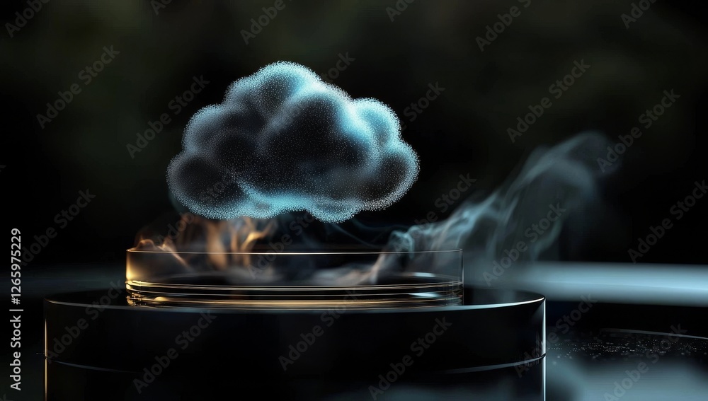 Poster a stock image features an abstract digital cloud on a dark background, symbolizing the concept of cl