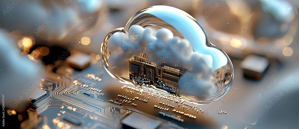 Poster cloud computing technology set against an abstract gradient background, a graphic design template av