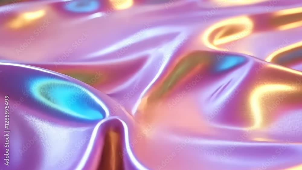 Aufkleber colorful reflective fabric creates mesmerizing patterns under soft light in a creative setting