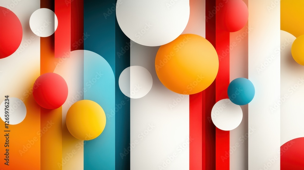 Poster an engaging design featuring an array of colorful 3d shapes, creating a playful and inviting aesthet
