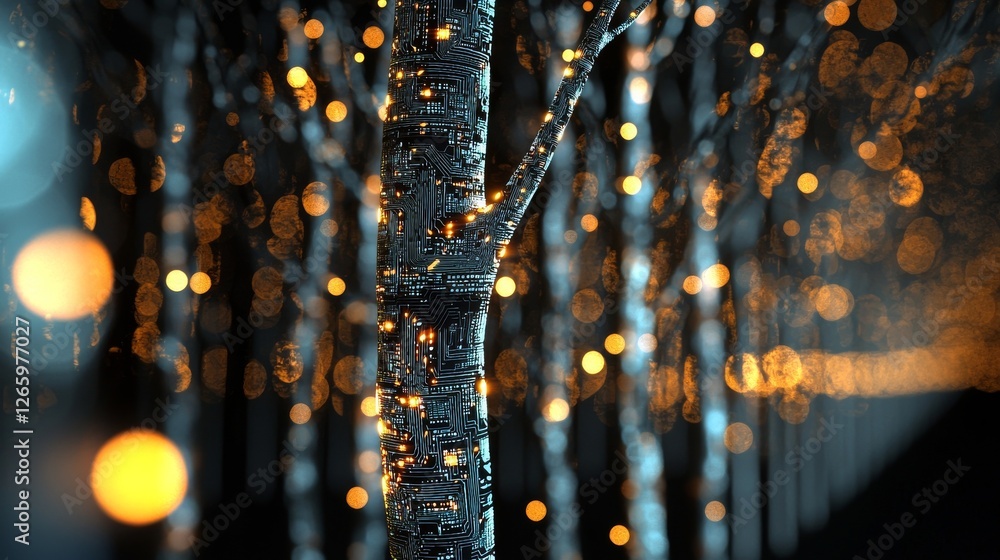 Poster the concept of digital and futuristic computing is symbolized by a circuit pattern, embodying advanc