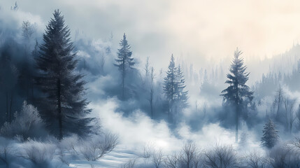 mystical forest landscape trees
