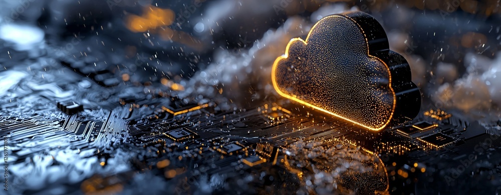 Poster concept of cloud and edge computing technology incorporating a data protection system for securing u