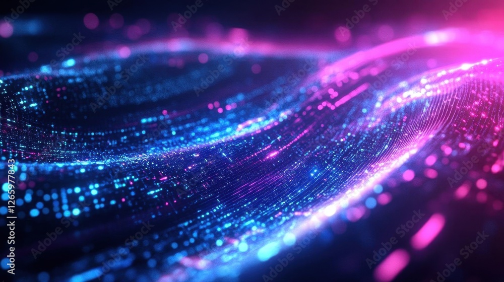 Poster dynamic digital tech background with ai data streams and futuristic graphics