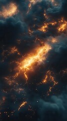 Fototapeta premium Electric Lightning Strike on Dark Background with Dramatic AI-Generated Effects