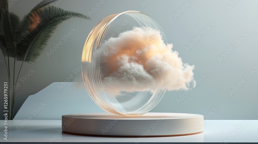 Poster a 3d illustration depicting a cloud computing concept with multiple cloud icons and network connecti