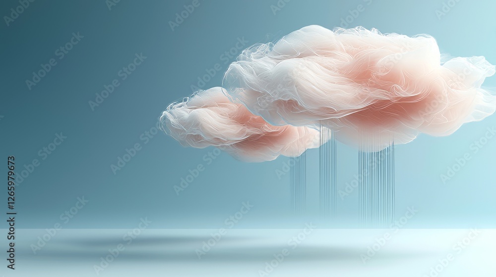 Poster cloud computing and data storage illustration shows a 3d illustration of a cloud computing concept t