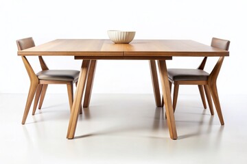 Minimalist Stylish Wooden Dining Table Isolated on White Background