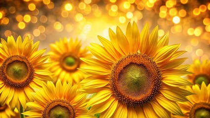 Obraz premium Minimalist Sunflower Pattern: Vibrant Yellow & Gold Floral Design