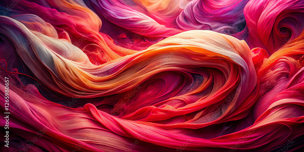 Poster rich, flowing patterns of reds, pinks, and oranges intertwine seamlessly, creating a vivid display o