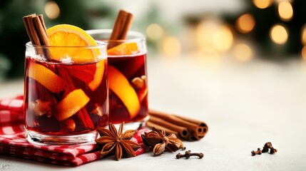 A vibrant cocktail served with orange slices and cinnamon sticks, elegantly displayed, symbolizing warmth and enjoyment, making it perfect for social occasions and festive events.