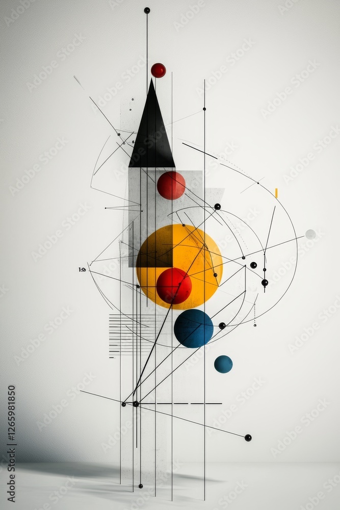Poster abstract business growth is depicted through a colorful geometric progress in a contemporary data vi