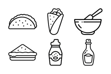 Food and Beverages icon set vector art illustration 