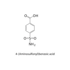 4-(Aminosulfonyl)benzoic acid skeletal structure.Benzoic acid derivative compound schematic illustration. Simple diagram, chemical formula.