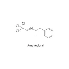 Amphecloral skeletal structure.Hypnotic drug compound schematic illustration. Simple diagram, chemical formula.