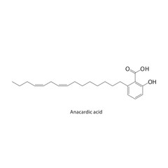 Anacardic acid skeletal structure.Phenolic lipid compound schematic illustration. Simple diagram, chemical formula.