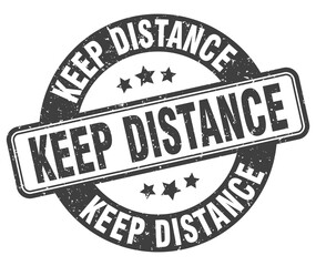 keep distance stamp. keep distance label. round grunge sign